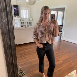 Portia fawn button down blouse